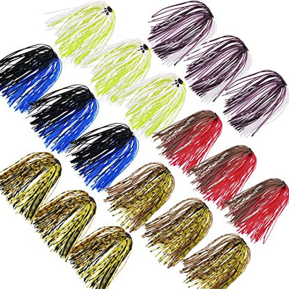 Silicone Jig Skirts Spinnerbait Skirts 50 Strands Bass Fishing Lure Skirts Replacement for DIY Spinner Baits Buzzbaits Squid Jig Accessories - style: A-18 Packs
