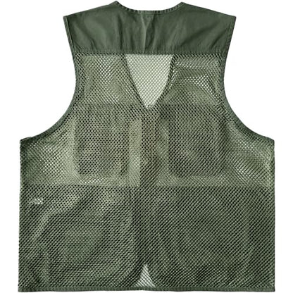 Men's Fishing Vest Multi-Pockets Unisex Mesh Utility Summer Vest for Hiking, Travel, Safari Waistcoat Jacket - color: Green, size: Medium