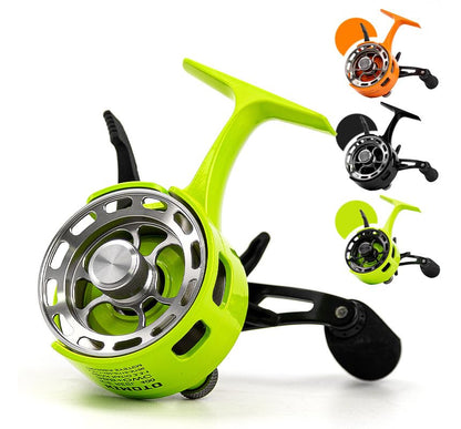 Pack of 1 Ice Fishing Reel Large Spool Diameter Inline Freespool Reel Wear-Resistant 31 BB Ice Fishing Gear for Sea Lake Pond Metal Spool - color: Black