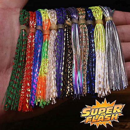 Fly-Tying-Materials-Rubber-Legs-Silicone-Rubber-Skirt 12-24 Colors Fly Tying Supplies - color: Flash Rubber Legs 12 Colors kit