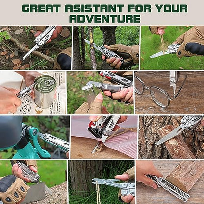 MOSSY OAK Multitool, 19-in-1 Stainless Steel Multi Tool Pliers, Self-locking EDC Gear with Sheath for Outdoor, Survival, Camping, Hiking, Father Day Gifts - style: 19-in-1 Self-Locking EDC Tool