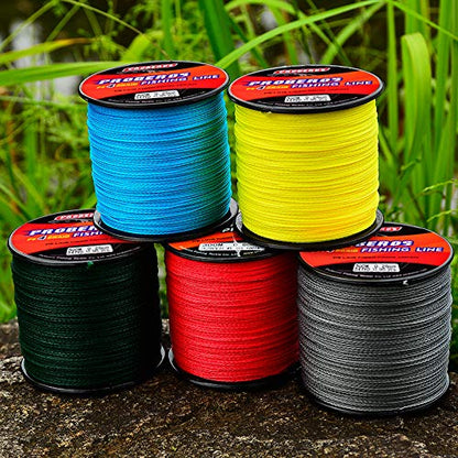 Braided Fishing Line 4 Strands Stronger Multifilament PE Braid Wire for Saltwater 6LB-100LB 110yards 328yards 547yards Super Strong Superline - color: Red, size: 328Yds/40LB