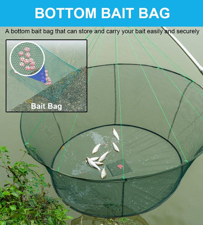 Foldable Fishing Net, Nylon Minnow Trap Crab Trap Crab Net, Drop Net for Pier Fishing, Drop Nets for Pulling Up Fish with Rope, Portable Bridge Fishing Nets for Minnows Crawfish Shrimp - size: 32inch