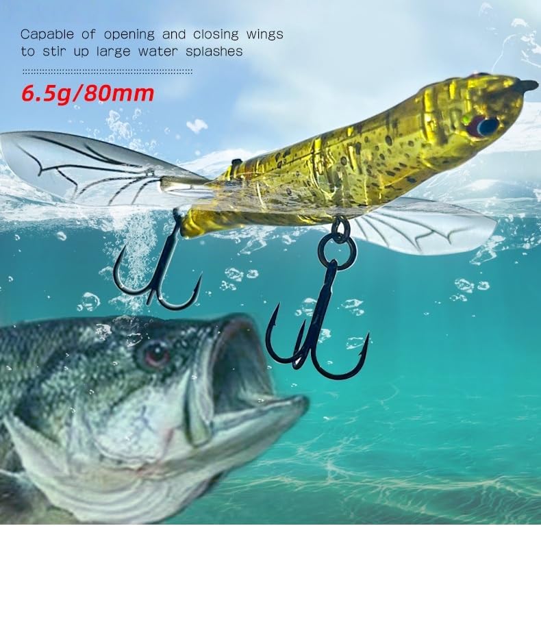 opwater Crawler Walks On Water Dragonfly Big Bass Blow Ups Great Fishing Gift Great for Freshwater Fishing - color: Rainbow Polka Dot