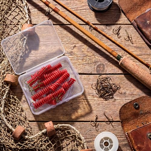 Soulchen Dip Bait Worms for Catfish Soft Swimming Lures for Catfish with Trident Hook Plastic Swim Baits Freshwater/Saltwater Plastic Swimming Lures - color: Red