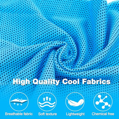 MENOLY 6 Pack Cooling Towels, 40"x12" Cooling Towels for Neck and Face with Breathable Carrying Bags,Soft Microfiber Instant Cooling Rags, Gym Workout Sweat Towel for Sports, Yoga, Camping, Running - size: 6 Pack