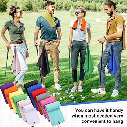 Batiyeer 12 Pcs Golf Towel Bulk for Golf Bags Microfiber Fabric Towel with Clip Waffle Pattern, Fitness, Camping, Hiking, Yoga - color: Vivid Color