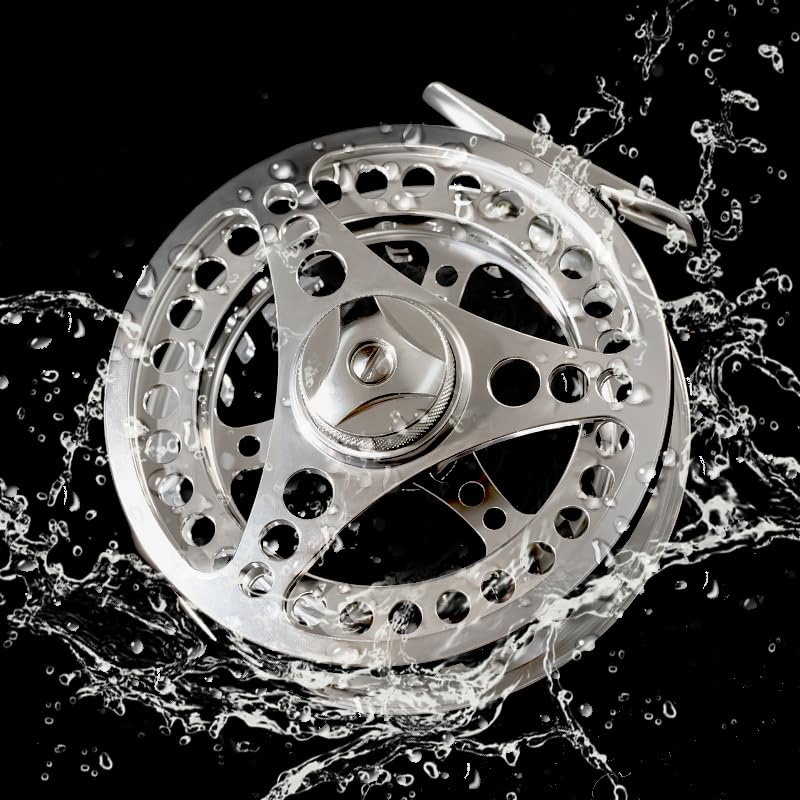 EX-ALC Fly Reel 3/4 5/6 7/8 9/10WT CNC Machined Large Arbor Aluminum Fly Fishing Reels Silver/Gunsmoke Fly Reels - color: Silver, size: 5/6WT Fly Reel