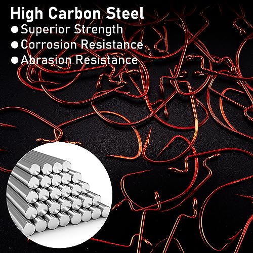Dr.Fish EWG Hooks Bass Fishing Worm Hooks Extra Wide Gap Freshwater Fishing Carolina/Texas Rig - color: Red, size: #1/0-100Pack