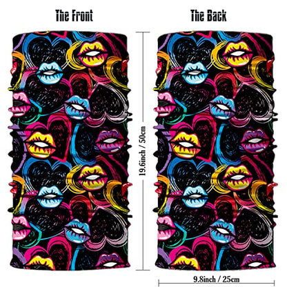 Obacle Skull Face Mask for Women Dust Wind Sun Protection Rave Festival Riding - color: Colorful Kisses