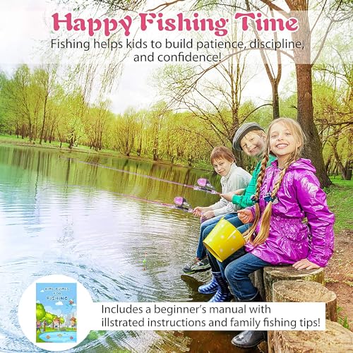 Milerong Kids Fishing Rod, Kids Fishing Pole Portable Telescopic Fishing Rod and Reel Combo Kit for Boys, Girls, Youth - with Spincast Fishing Reel, Fishing Tackles, Fishing Lures, Fishing Lines - color: Pink Fishing Rod Set 1.2m