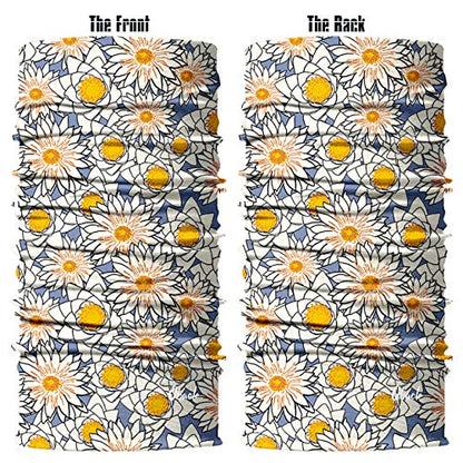 Obacle Seamless Face Mask Rave Bandana Men Women for Dust Sun Wind Protection - color: Flower White Yellow Blue