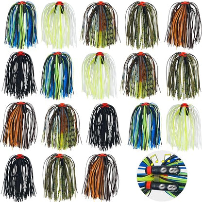 Spinner Bait Skirt Jig Skirts Replacement DIY Fishing Lure Making Supplies Soft Skirt for Spinnerbaits Bass Fishing Jigs Buzzbait Squid Jigs Fishing Lure Skirts - style: B-skirts With Rattle-24pcs
