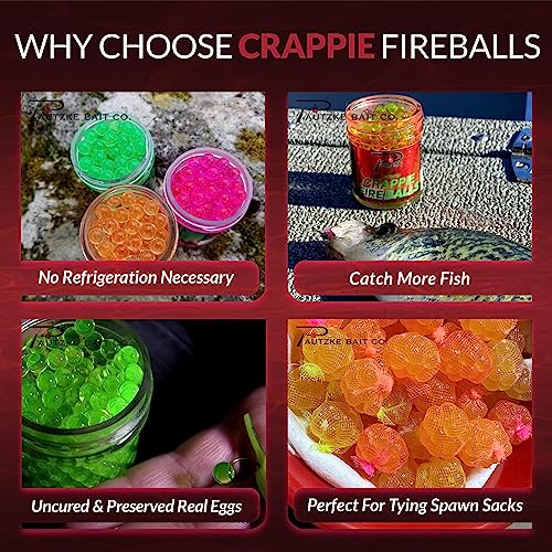 PAUTZKE'S Crappie Fire Balls - Striking Color & Prolonged Scent Release, Infused with Genuine Salmon Egg Juice - color: Orange