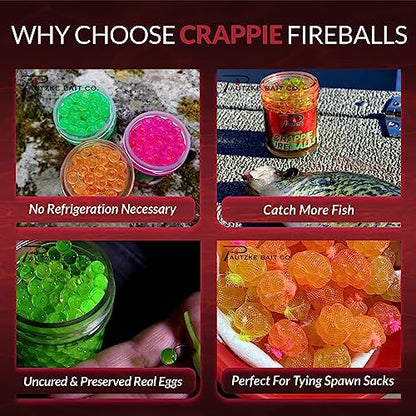 PAUTZKE'S Crappie Fire Balls - Striking Color & Prolonged Scent Release, Infused with Genuine Salmon Egg Juice - color: Orange