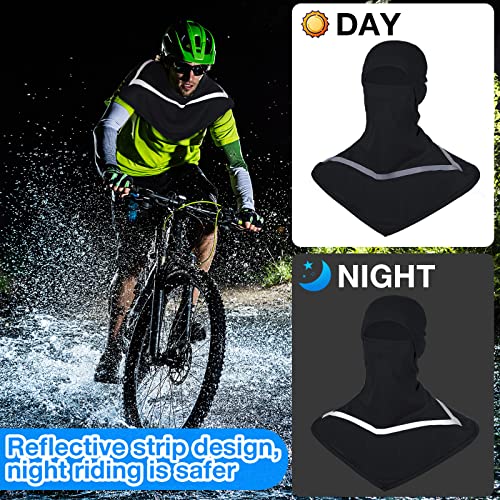 Seematn 4 Pcs Summer Balaclava Men Women Sun Face Mask for UV Protection Neck Covers with Reflective Strip Construction Work - color: Black
