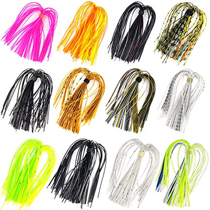 Riverruns Silicone Jig Skirts Fishing Lure Skirt Replacement for Spinnerbaits Bass Buzzbaits Fishing Jigs Fishing Lures Craw Jig Trailers Bass Skirts - color: 12PC 8861 Standard Banded Silicone Skirts
