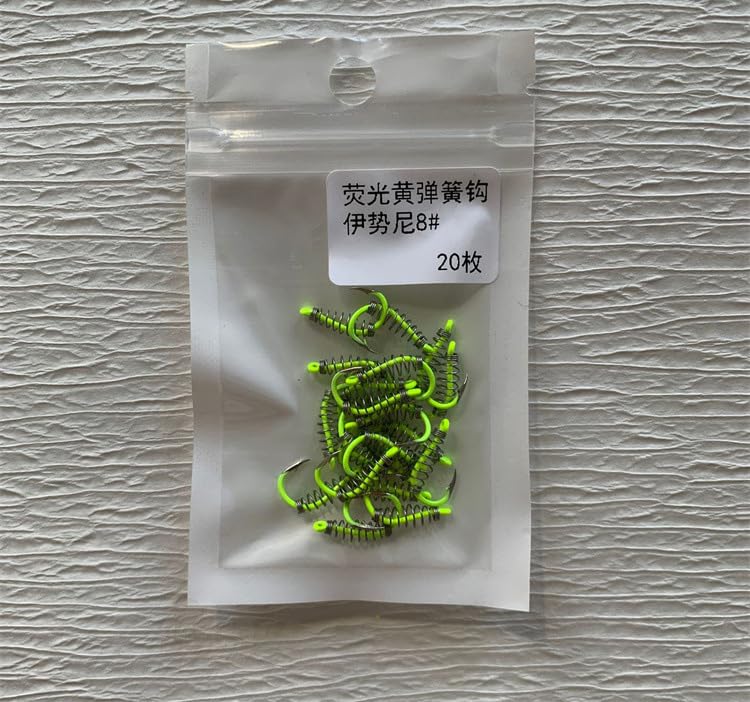 Pack of 40 Fluorescent Green Fishing Hooks Baiting Dough Stainless Barded Fish Spring Tackle 5-13 Size - size: 7# 40pcs