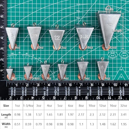 Dr.Fish Pyramid Sinkers Saltwater Lead Fishing Weight 1oz-32oz/2LB Triangle Surf Fishing Bank River Catfishing Pompano - size: 4oz-5 Pack