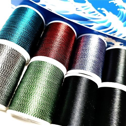 (8pcs*240yd) Kalavarma Rod Wrapping Thread for Fishing Rod Wrapping Thread Rod Building Repair - style: Metallic klm044