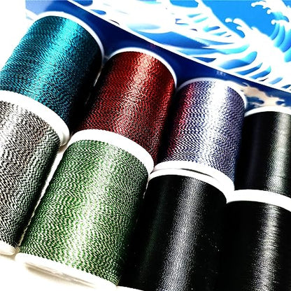 (8pcs*240yd) Kalavarma Rod Wrapping Thread for Fishing Rod Wrapping Thread Rod Building Repair - style: Metallic klm044