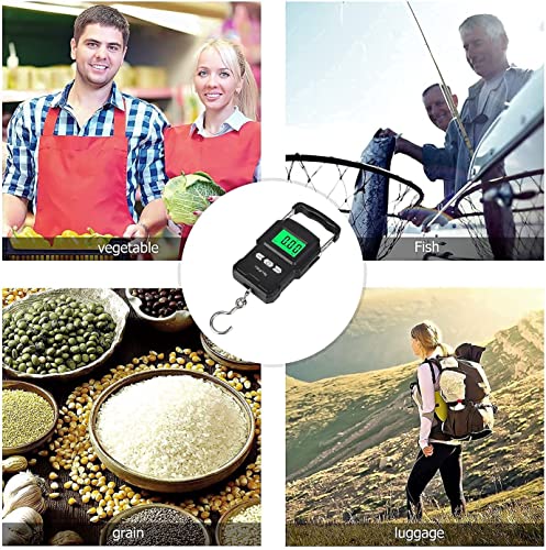 Bonano Fishing Scale with Built-in Lithium Battery and Tape Measure, Micro-USB Interface, Backlit LCD Display 165lb/75kg Hanging Scale Digital Weight. Men's Fishing Gift and Luggage Scale for Travel.