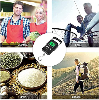 Bonano Fishing Scale with Built-in Lithium Battery and Tape Measure, Micro-USB Interface, Backlit LCD Display 165lb/75kg Hanging Scale Digital Weight. Men's Fishing Gift and Luggage Scale for Travel.