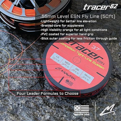 MAVRK USA Fly Fishing Line | Euro Nymph & Floating Lines | Level ESN Mono & Weight Forward Designs | High Visibility, Low Stretch, Freshwater Trout - color: Tracer 62, size: Small