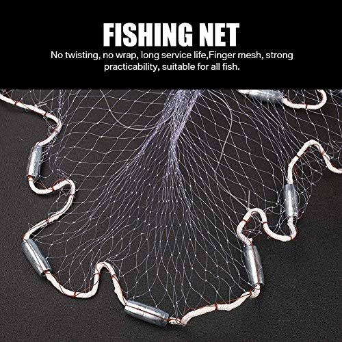 Yeahmart American Saltwater Fishing Cast Net for Bait Trap Fish 3ft/4ft/5ft/6ft/7ft/8ft/9ft/10ft Radius Casting Nets with Heavy Duty Real Zinc Sinker Weights, 3/8inch Mesh Size - style: 6ft Radius