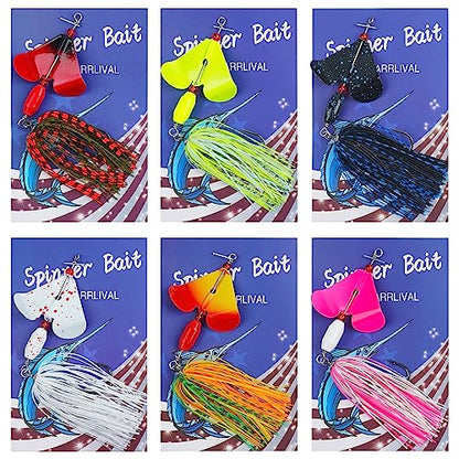 6PCS Bass Spinner Baits Buzz Bait Hard Metal Fishing Jigs for Bass Trout Pike Salmon Multi-Color Spoon Spinner Bait Saltwater Freshwater - color: B - 6PCS