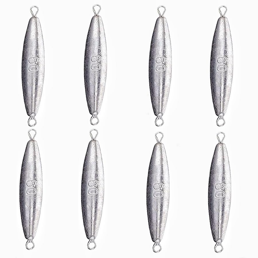 10PCS Fishing Weights Torpedo Sinkers Inline Trolling Sinkers Weights Kit Fishing Sinkers Catfishing Sinkers Saltwater Fishing Torpedo Weights Double Ring Sinkers - 1oz(30g) - size: 2.1oz(60g)-8 Pack