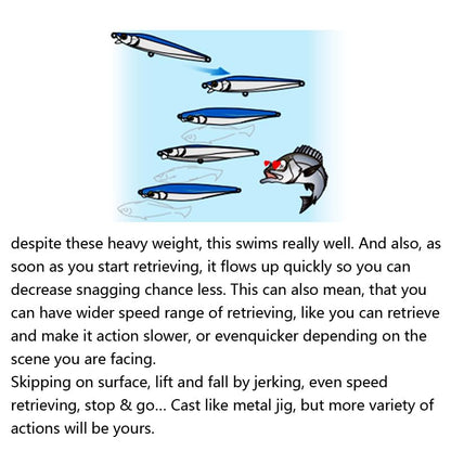 Ocean Fishing Minnow Lures 3pcs | High-Index Plastic Jerkbait Swimbaits for Bass & Trout - color: AH1038A-4'' 1.3oz