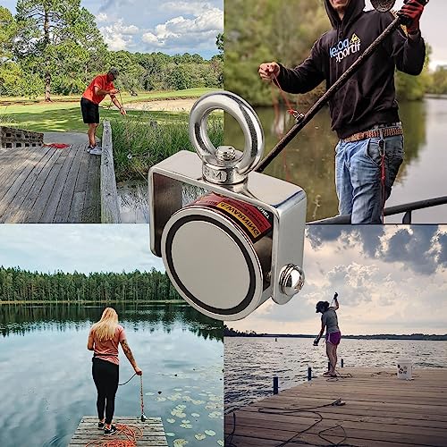 MUTUACTOR Fishing Magnet Kit,Combined 1360lb Strong Rotatable Magnet Fishing Heavy Duty,Φ2.91''Permanent Neodymium Rare Earth Magnets with 65Ft Salvage Rope,Gloves for Retrieving Treasures - style: 1360lb Swivel Magnet (Double Sided)--Φ 2.91"