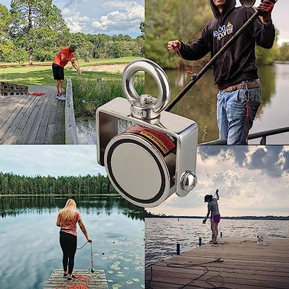 MUTUACTOR Fishing Magnet Kit,Combined 1360lb Strong Rotatable Magnet Fishing Heavy Duty,Φ2.91''Permanent Neodymium Rare Earth Magnets with 65Ft Salvage Rope,Gloves for Retrieving Treasures - style: 1360lb Swivel Magnet (Double Sided)--Φ 2.91"