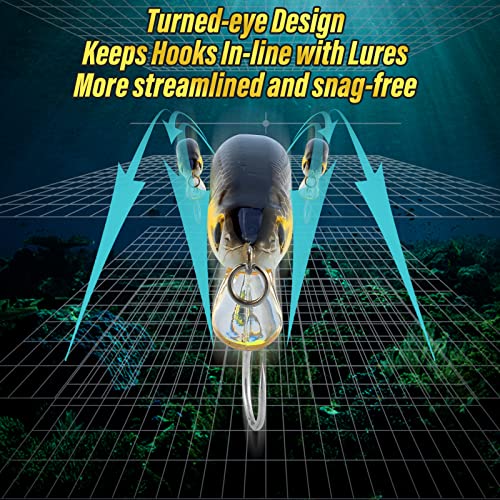 Dr.Fish 30 Pack Single Replacement Hooks for Hard Lures Inline Fishing Hooks High Carbon Steel Spinner Jerkbait Crankbait Popper Walking Bait Plugs - size: #2/0-30 Pack