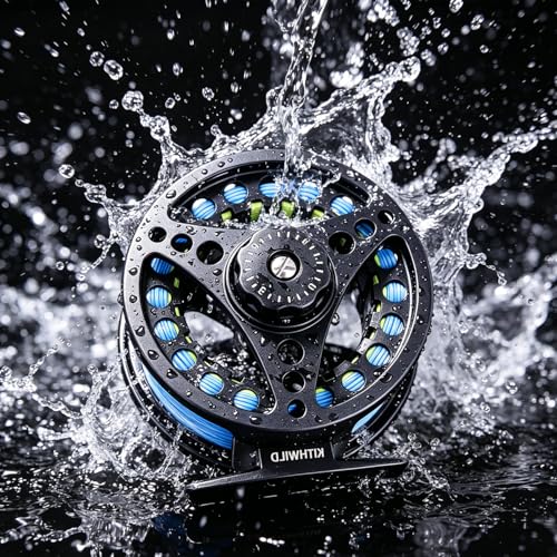 Fly Fishing Reel with Aluminum Alloy Body 5/6wt Die Cast Pre-Loaded Fly Reel with Line Combo for Trout Bass Carp Pike Panfish - color: Black