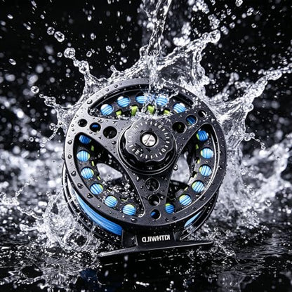 Fly Fishing Reel with Aluminum Alloy Body 5/6wt Die Cast Pre-Loaded Fly Reel with Line Combo for Trout Bass Carp Pike Panfish - color: Black