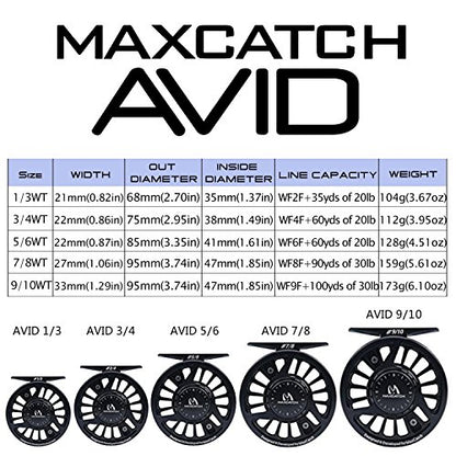Maxcatch AVID Fly Fishing Reel with CNC-machined Aluminum Body - 1/3, 3/4, 5/6, 7/8, 9/10 Weights(Black, Green, Blue) - color: Fly Reel Matte Black, size: 1/3wt
