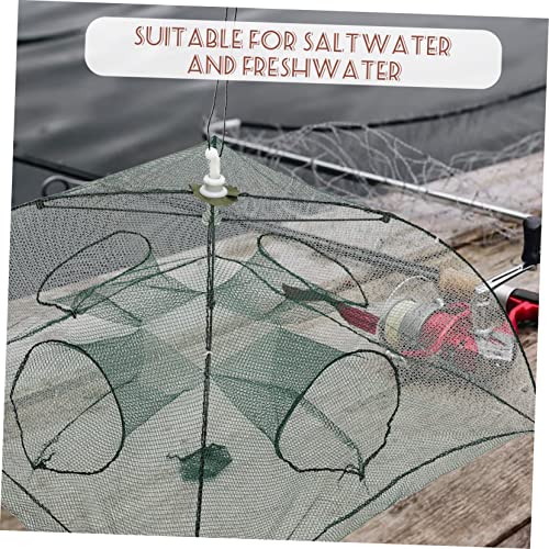 Fishing Net Portable and Foldable Umbrella Fishing Bait Net - Easy to Use Fishing Tool for Crayfish,Shrimp,Crab, Catfish - color: 4 Holes