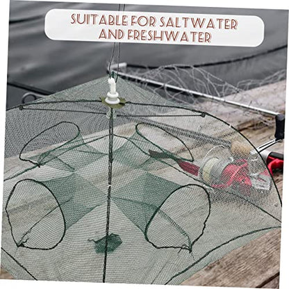 Fishing Net Portable and Foldable Umbrella Fishing Bait Net - Easy to Use Fishing Tool for Crayfish,Shrimp,Crab, Catfish - color: 4 Holes