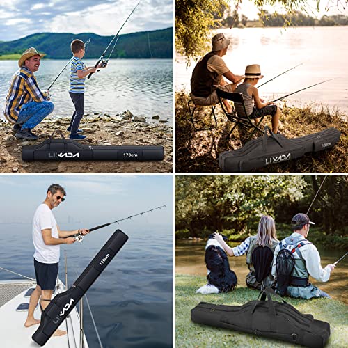 Lixada Portable Fishing Bag Folding Fishing Rod Reel Bag Outdoor Fishing Carrier Bag100cm/130cm/150cm (Black, 170cm), Black, 170cm, Modern - size: 170cm