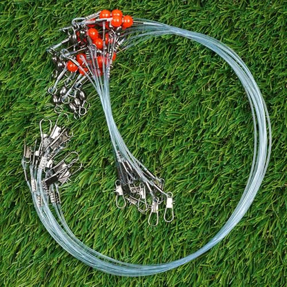 Fishing Leaders Saltwater Tackle Surf Fishing Rigs High Strength Fishing Wire Leader Line Rig with Swivels Snap for Lures Bait Hooks - color: Blue Nylon, style: 1 Arm, 12pcs