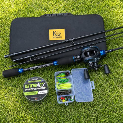 DC Baitcasting Combo, Smart Digital Brake Reel, 4-Section Carbon Rod, Tackle Bag, Line & Lures, Complete Travel Kit for Bass Freshwater - color: DC Baitcasting Combo-6FT- Right Handed