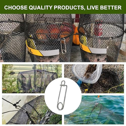 Minnow Trap Clips, Stainless Steel Live Bait Trap Lock Fasteners 4 Pack | High-Quality Stainless Steel