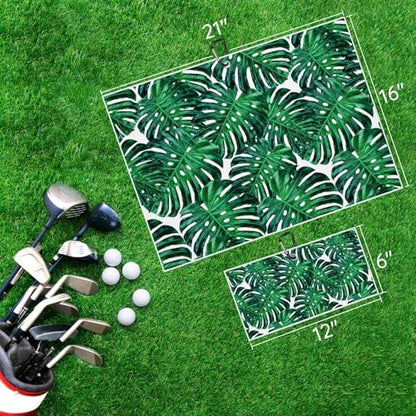 Tropical Green Golf Towel for Golf Bags Carts Palm Trees Golf Towels with Clip Botanical Waffle Towels Cleaning Cloth 2 Packs for Men Golfer Accessories, Birthday Father's Day Present - color: Green