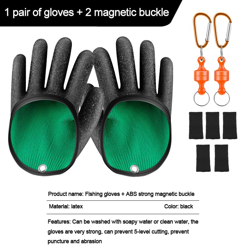 2Pcs Fishing Gloves with Magnet Release, Professional Catch Fish Gloves for Handling,Catching,Cleaning,Fisherman Fishing Accessories