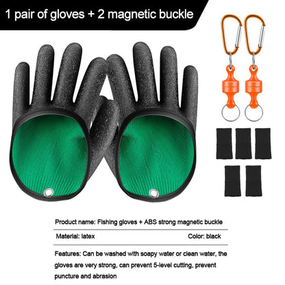 2Pcs Fishing Gloves with Magnet Release, Professional Catch Fish Gloves for Handling,Catching,Cleaning,Fisherman Fishing Accessories