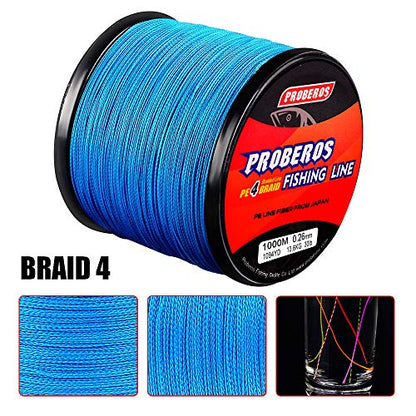 Braided Fishing Line 4 Strands Stronger Multifilament PE Braid Wire for Saltwater 6LB-100LB 110yards 328yards 547yards Super Strong Superline - color: Blue, size: 328Yds/10LB