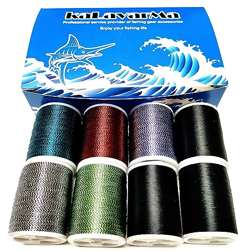 (8pcs*240yd) Kalavarma Rod Wrapping Thread for Fishing Rod Wrapping Thread Rod Building Repair - style: Metallic klm044