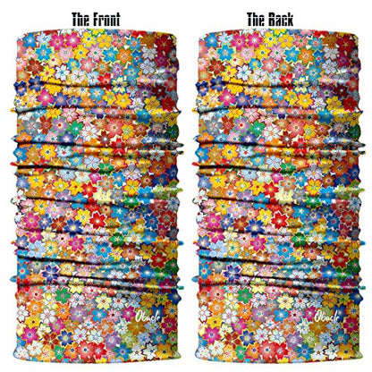 Obacle Seamless Face Mask Rave Bandana Men Women for Dust Sun Wind Protection - color: Multicolor Small Flower